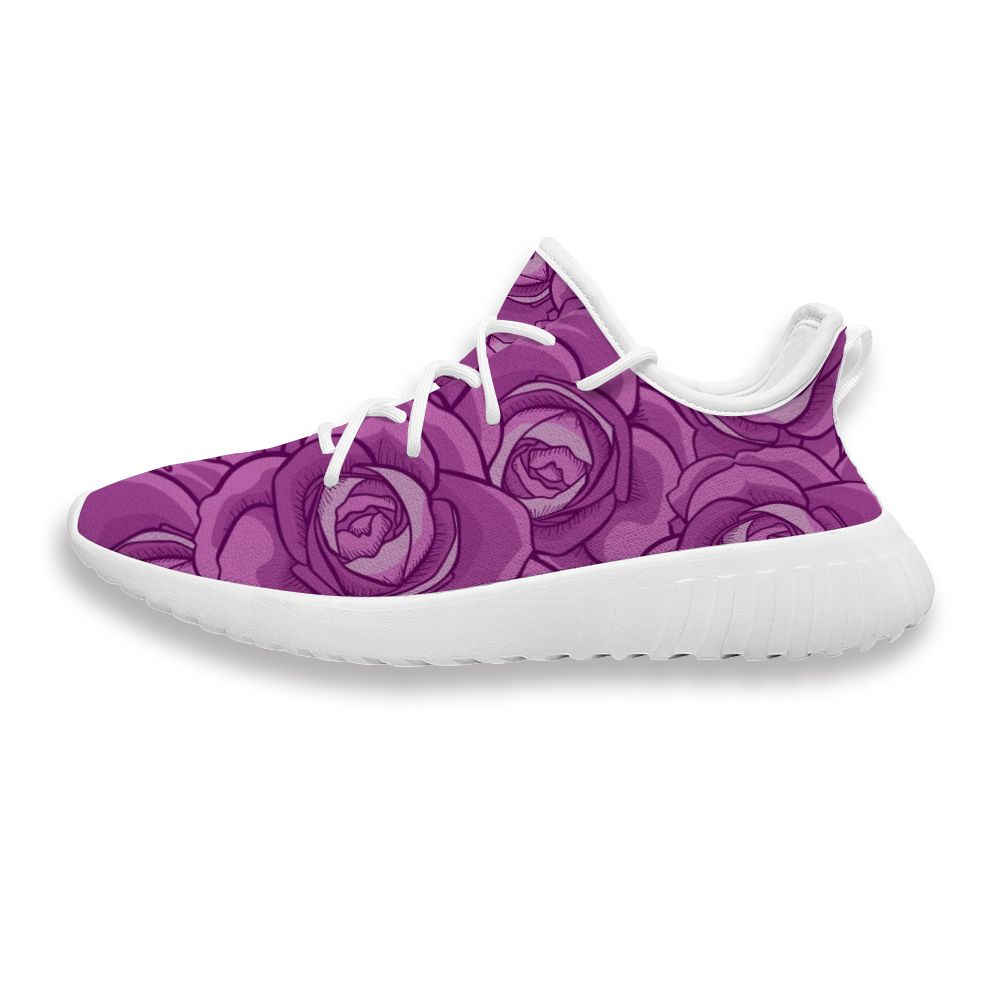 Pretty Customize Purple Rose Floral Pattern yeezy boost 350 v2 zebra original Sports Shoes In Stock