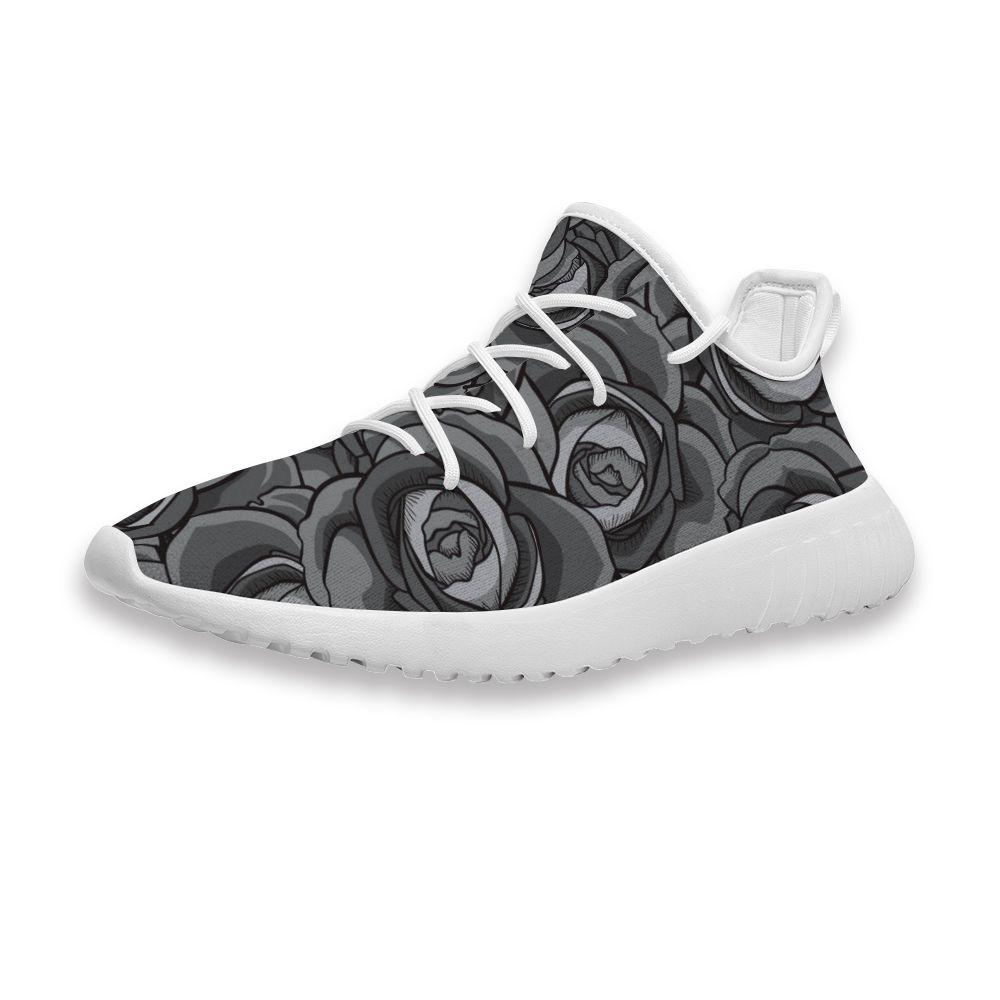 Essential Customize Black Rose Floral las yeezy 350 Sneakers For Cheap