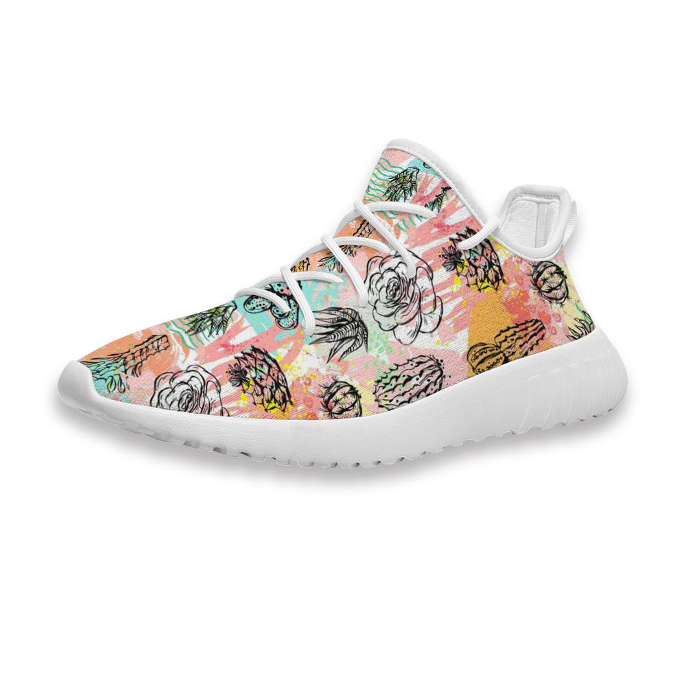 Cheapest Customize Cactus in Colorful Background adidas yeezy boost 350 v3 Athletic Shoes Limited Edition